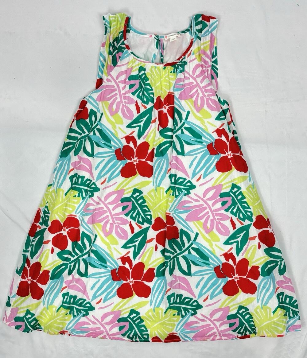 Crewcuts by J.Crew Girls Island Floral Trapeze Dress Tropical Hibiscus Sz 10